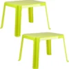2x Morceaux De Tables D'enfants En Plastique Vert 55 X 66 X 43 Cm - Table D'enfants à L'extérieur - Table D'appoint