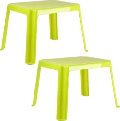 2x Morceaux De Tables D'enfants En Plastique Vert 55 X 66 X 43 Cm - Table D'enfants à L'extérieur - Table D'appoint