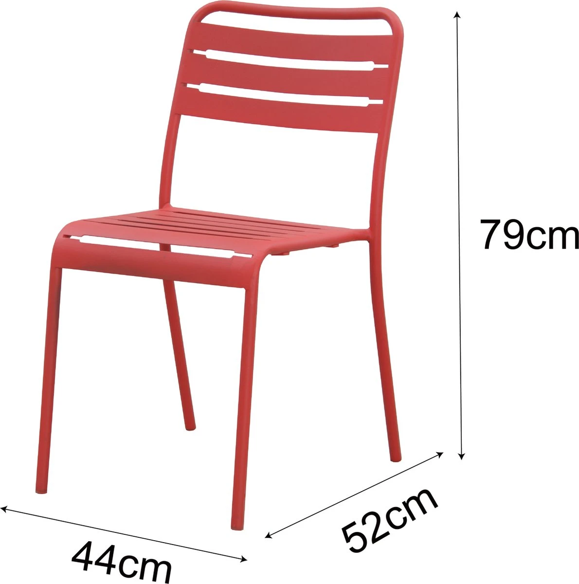 GENERIC - Set De 4 Chaises De Jardin CAFE - 4 X Chaise De Jardin - Empilables - L.52 X L. 44 X H.79 - Acier - Rouge Cerise - Chaises De Patio - Chaises De Salle à Manger - Chaise Empilable 2 GENERIC - Set De 4 Chaises De Jardin CAFE - 4 X Chaise De Jardin - Empilables - L.52 X L. 44 X H.79 - Acier - Rouge Cerise - Chaises De Patio - Chaises De Salle à Manger - Chaise Empilable – Image 2