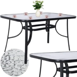 Table De Jardin Springos | Table D'extérieur | Table à Manger D'extérieur | Métal | Verre Trempé | 120 X 70 X 73 Cm | Noir -Jardin Meubles Magasin 1190x1200 6
