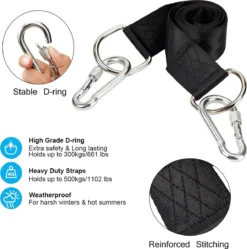 Fixation De Balançoire 150 Cm Fixation Pour Hamac Ensemble De 2 Sangles De Suspension Pour Hamac Et 2 Anneaux En Forme De D Pour Jardin, Camping, Voyage, Plage, Cour Capacité De Charge De 500 Kg -Jardin Meubles Magasin 1191x1200 1