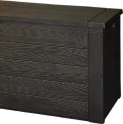 Boîte De Rangement Pour Coussins De Jardin En Plastique Avec Structure En Bois - 2 Pièces