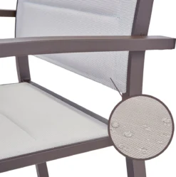 NATERIAL - Set De 4 Chaises De Jardin ORION BETA II Avec Accoudoirs - 4 Chaises De Jardin - Empilables - Chaises De Terrasse - Chaises De Chaises De Salle à Manger - Aluminium - Textilène - Marron - Beige -Jardin Meubles Magasin 1192x1200 14