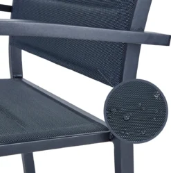 Set - Lot De 6 Chaises De Jardin ORION BETA II Avec Accoudoirs - 6 Fauteuils De Jardin - Empilables - Chaises De Terrasse - Chaises De Chaises De Salle à Manger - Aluminium - Textilène - Anthracite -Jardin Meubles Magasin 1192x1200 15