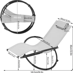 Chaise à Bascule D'extérieur Kamyra® - Chaise Longue, Chaise De Jardin, Chaise Longue - Résistant Aux Intempéries Et Confortable - 152x53x88 Cm - Gris Clair -Jardin Meubles Magasin 1193x1200 3
