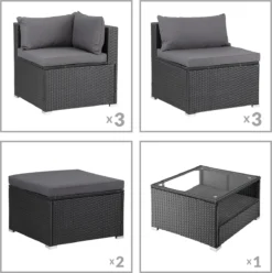 Casaria Polyrattan Lounge Set XXL Coussins Table Glas Mobilier De Jardin Zwart Anthracite 15 Casaria Polyrattan Lounge Set XXL Coussins Table Glas Mobilier De Jardin Zwart Anthracite -Jardin Meubles Magasin 1194x1200 8
