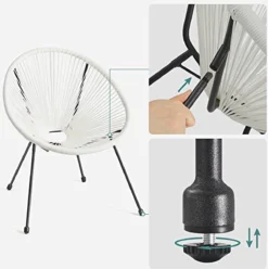 Cozy Living Mobilier De Balcon - Salon De Jardin - Mobilier De Terrasse - Set De 3 - Dessus De Table En Verre - 2 Chaises - Wit -Jardin Meubles Magasin 1195x1200 16