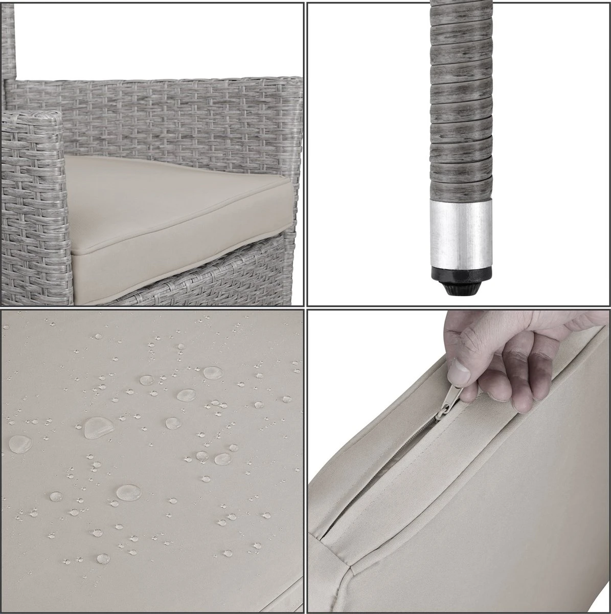 Salon D'angle En Casaria Casaria - Canapé D'angle Et 2 Chaises De Jardin De Jardin - Beige 4 Salon D'angle En Casaria Casaria - Canapé D'angle Et 2 Chaises De Jardin De Jardin - Beige – Image 4