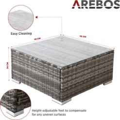 AREBOS "Barcelona" Polyrattan Mobilier De Jardin Salon De Jardin Salon De Jardin Salon Grijs -Jardin Meubles Magasin 1195x1200 19