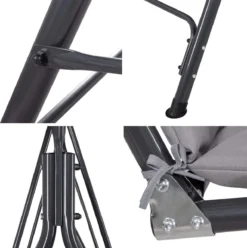 Balancelle | Luna-Balançoire | 3 Places | Imperméable à L'eau | Comprend 2 Coussins | Auvent Réglable | 170 X 110 X 150 Cm | Gris 28 Balancelle | Luna-Balançoire | 3 Places | Imperméable à L'eau | Comprend 2 Coussins | Auvent Réglable | 170 X 110 X 150 Cm | Gris -Jardin Meubles Magasin 1195x1200 2