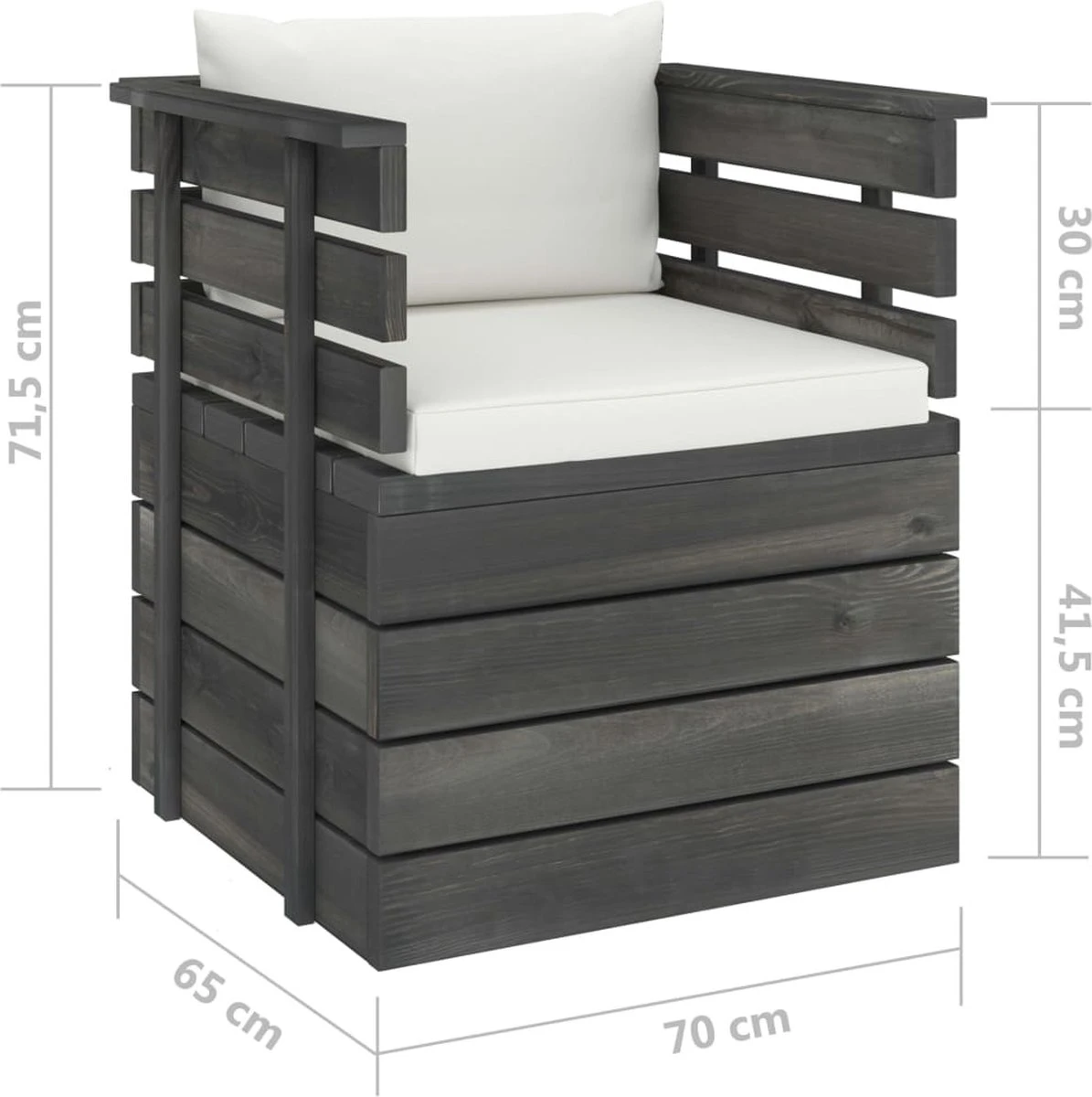 Prolenta Premium - Fauteuil De Jardin Avec Coussins En Pin De Palette - Fauteuil - Fauteuils Avec Accoudoirs - Housse Stretch - Relax - Design 4 Prolenta Premium - Fauteuil De Jardin Avec Coussins En Pin De Palette - Fauteuil - Fauteuils Avec Accoudoirs - Housse Stretch - Relax - Design – Image 4