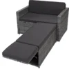 Ensemble De Jardin Polyrotin Modulable Combinaison Canapé 2 Places Repose-pieds Coussins Lounge De Jardin