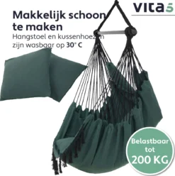 Chaise Suspendue Pour Intérieur Et Extérieur. Avec 2 Coussins, Porte-gobelet Et Bibliothèque - Chaise Suspendue XXL (également Pour Enfants). Chargable Jusqu'à 150 Kg (vert Foncé) 17 Chaise Suspendue Pour Intérieur Et Extérieur. Avec 2 Coussins, Porte-gobelet Et Bibliothèque - Chaise Suspendue XXL (également Pour Enfants). Chargable Jusqu'à 150 Kg (vert Foncé) -Jardin Meubles Magasin 1196x1200 7