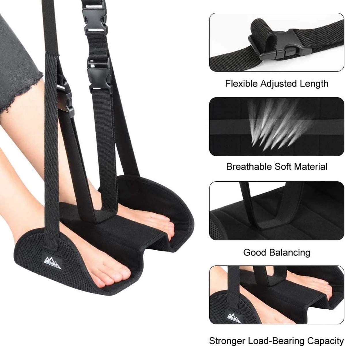 Supregear Avion Repose-Pieds Hamac, Réglable Et Portable Séparé Pied Hamac Sous Le Bureau Pour Vol Bureau Maison Confortable Accessoires De Voyage Accessoires Femmes Hommes, Zwart 4 Supregear Avion Repose-Pieds Hamac, Réglable Et Portable Séparé Pied Hamac Sous Le Bureau Pour Vol Bureau Maison Confortable Accessoires De Voyage Accessoires Femmes Hommes, Zwart – Image 4