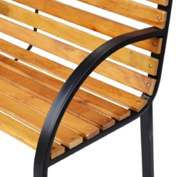 Nancy's Olney Garden Bench - Banc - Banc En Bois - 2 Places - Banc De Parc - Acier - Zwart - Marron - Naturel - 122 X 60 X 80 Cm -Jardin Meubles Magasin 1197x1200 4