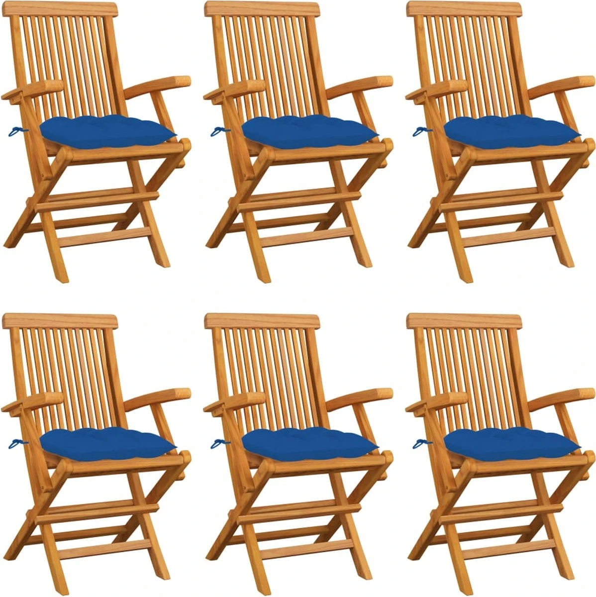 Prolenta Premium - Chaises De Jardin De Jardin 6 Pcs Avec Coussins Bleus En Teck Massif 1 Prolenta Premium - Chaises De Jardin De Jardin 6 Pcs Avec Coussins Bleus En Teck Massif