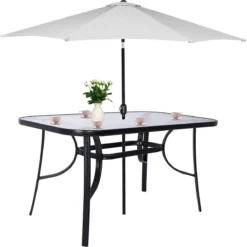 Table De Jardin Springos | Table D'extérieur | Table à Manger D'extérieur | Métal | Verre Trempé | 120 X 70 X 73 Cm | Noir -Jardin Meubles Magasin 1198x1200 21