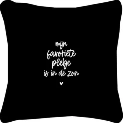 Coussin D'extérieur Zoedt - Noir Avec Texte 'Mon Endroit Préféré Est Au Soleil' - 40x40cm - Coussin De Jardin - Coussin Décoratif