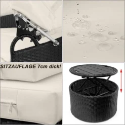 Deuba Polyrattan Solar Island Ø185cm Coussins Zwart Crème Pare-Soleil Pliable WPC -Jardin Meubles Magasin 1198x1200 36