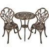 Furnibellaa - Ensemble De Bistrot 3 Pièces, Groupe De Sièges, Ensemble De Balcon, Fonte D'aluminium, Table De Jardin Avec 2 Chaises, Salon De Jardin, Mobilier De Jardin Pour Jardin Et Balcon, Bronze