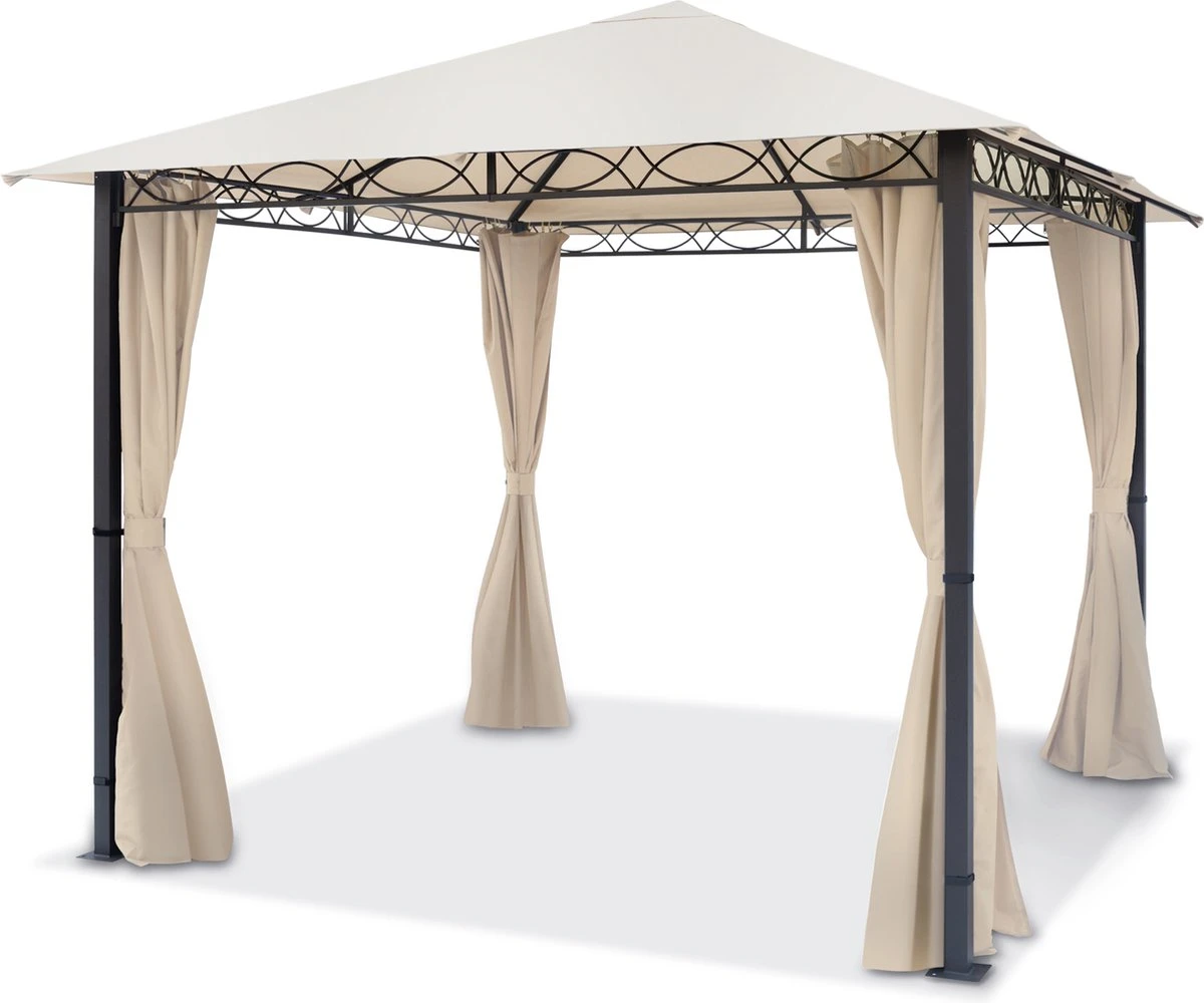 Pavillon De Jardin 3x3 M 280 G / M² Bâche De Toit étanche Pavillon Premium Avec 4 Parois Latérales Tente De Jardin En Tente De Fête Crème 1 Pavillon De Jardin 3x3 M 280 G / M² Bâche De Toit étanche Pavillon Premium Avec 4 Parois Latérales Tente De Jardin En Tente De Fête Crème