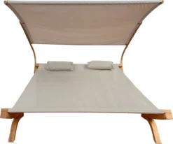 Chaise Longue De Jardin AXI Mallorca En Bois Pour 2 Personnes - Lit De Jardin XXL Avec Toit Solaire Pour L'extérieur - Bain De Soleil Double En Beige -Jardin Meubles Magasin 1200x1000 3