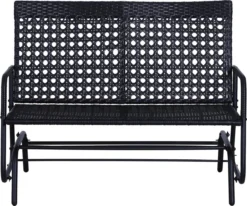 Banc De Balançoire Nancy's Carson - Balançoire De Jardin - Banc De Jardin - Poly Rotin - 2 Places - Zwart - 120 X 76 X 90 Cm -Jardin Meubles Magasin 1200x1001