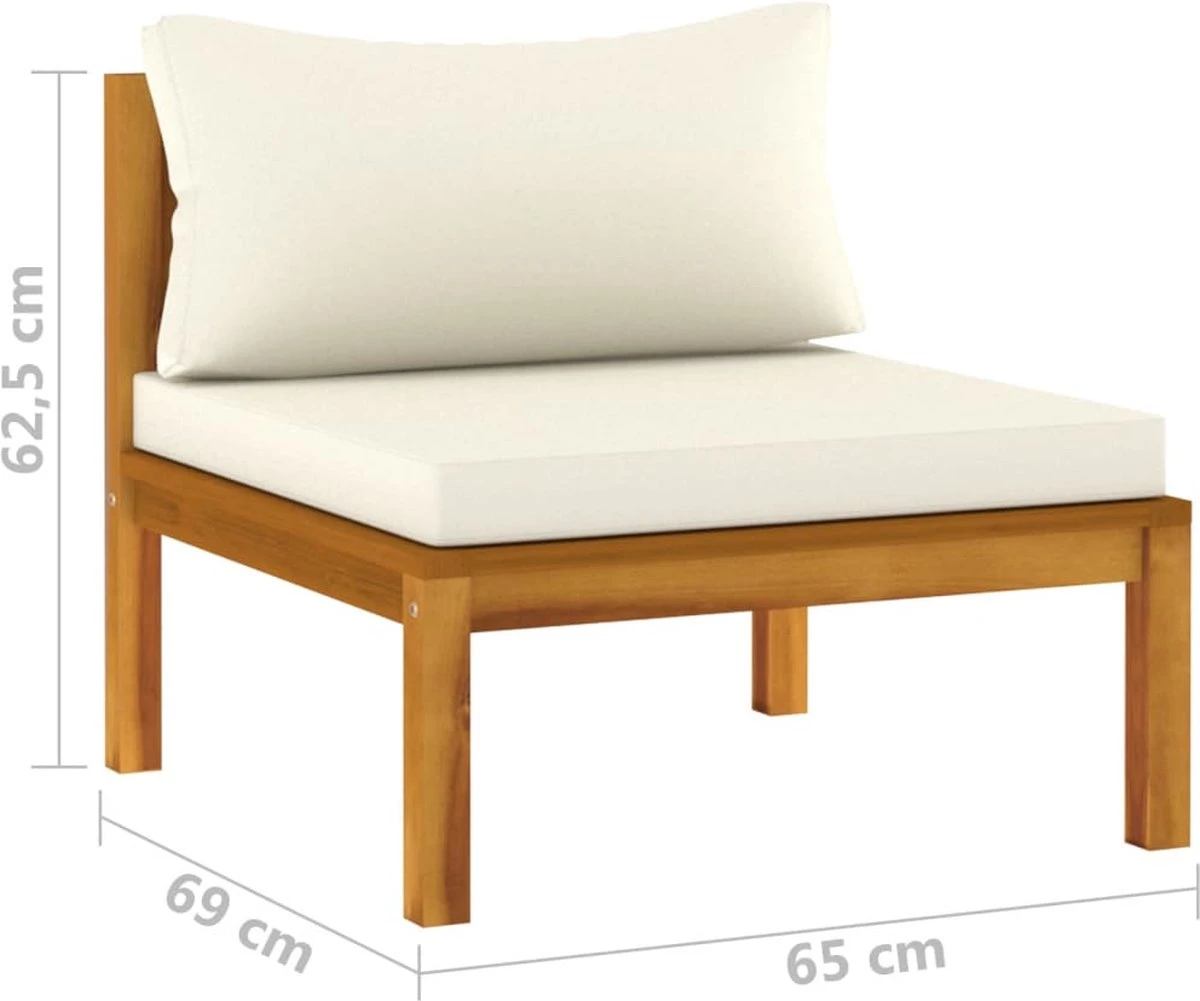 Prolenta Premium - Ensemble De Salon 9 Pièces Avec Coussins Couleur Crème En Bois D'acacia Massif 10 Prolenta Premium - Ensemble De Salon 9 Pièces Avec Coussins Couleur Crème En Bois D'acacia Massif – Image 10