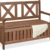 Banc De Jardin Relaxdays Avec Espace De Rangement - Banc De Balcon - Banc De Rangement De Jardin - Banc D'extérieur En Bois