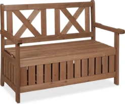 Banc De Jardin Relaxdays Avec Espace De Rangement - Banc De Balcon - Banc De Rangement De Jardin - Banc D'extérieur En Bois -Jardin Meubles Magasin 1200x1004 1