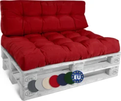Beautissu Style - Set De Coussins Palette - 1x Coussin D'Assise 120x80 Cm & 1x Coussin De Dossier 120x40 Cm - Rouge