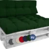 Beautissu Style - Set De Coussins Palette - 1x Coussin D'Assise 120x80 Cm & 1x Coussin De Dossier 120x40 Cm - Vert Foncé