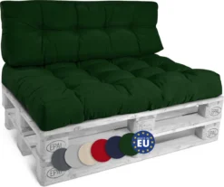 Beautissu Style - Set De Coussins Palette - 1x Coussin D'Assise 120x80 Cm & 1x Coussin De Dossier 120x40 Cm - Vert Foncé