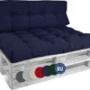 Beautissu Style - Set De Coussins Palette - 1x Coussin D'Assise 120x80 Cm & 1x Coussin De Dossier 120x40 Cm - Blauw Foncé