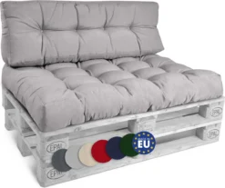 Beautissu Style - Set De Coussins Palette - 1x Coussin D'Assise 120x80 Cm & 1x Coussin De Dossier 120x40 Cm - Grijs Clair