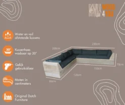 Wood4you - Ensemble De Salon 6 échafaudages En Bois 230x200 Cm - En Forme De L Avec Coussins Souples -Jardin Meubles Magasin 1200x1005 20
