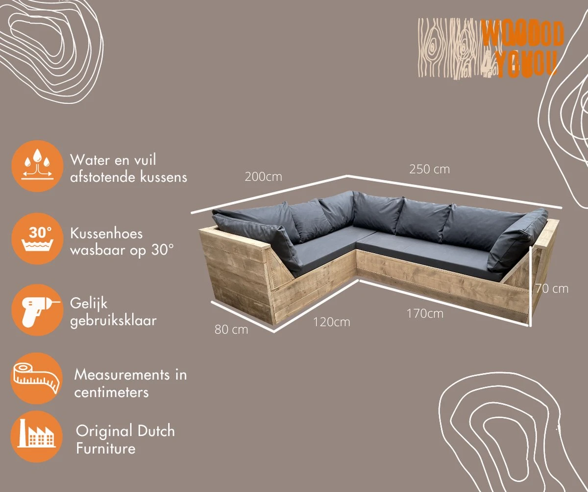 Wood4you - Ensemble De Salon 6 échafaudages En Bois 200x250 Cm - Forme GL - Avec Coussins Souples 8 Wood4you - Ensemble De Salon 6 échafaudages En Bois 200x250 Cm - Forme GL - Avec Coussins Souples – Image 8