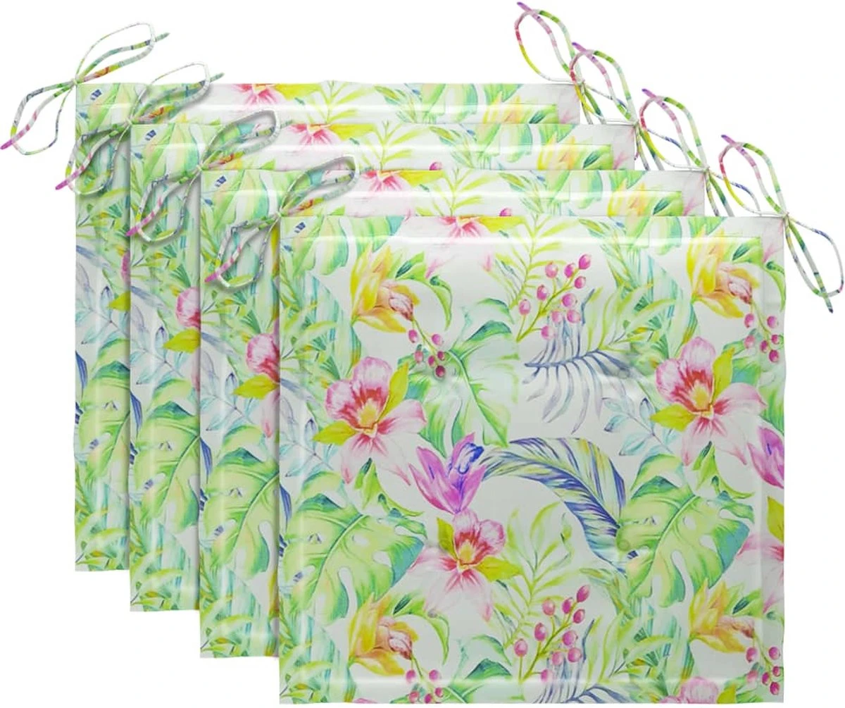 Prolenta Premium - Chaises De Jardin De Jardin 4 Pcs Avec Coussins à Motif De Feuilles En Teck Massif 10 Prolenta Premium - Chaises De Jardin De Jardin 4 Pcs Avec Coussins à Motif De Feuilles En Teck Massif – Image 10