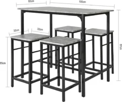 Simpletrade Avec Tabourets De Bar De Bar - Ensemble De Jardin - 4 Chaises - Zwart - Clous En Caoutchouc -Jardin Meubles Magasin 1200x1005 7