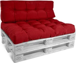 Coussin De Palette Beautissu Eco Elemets - 2x Coussin De Dossier á 60x40x15 Cm Pour Canapé Palette - Kussen Rouge - Coussins De Palette En Qualité De Coussin De Matelas