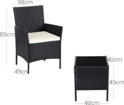 Ensemble De Salon De Jardin - En Polyrotin - Ensemble Lounge - Aspect Rotin - 2 Chaises - Avec Table En Verre - Zwart -Jardin Meubles Magasin 1200x1009 5