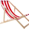 WOODOK - Chaise Longue En Bois De Hêtre De Haute Qualité Avec Trois Positions De Dossier Réglables / Lit De Plage - Rouge Avec Blanc