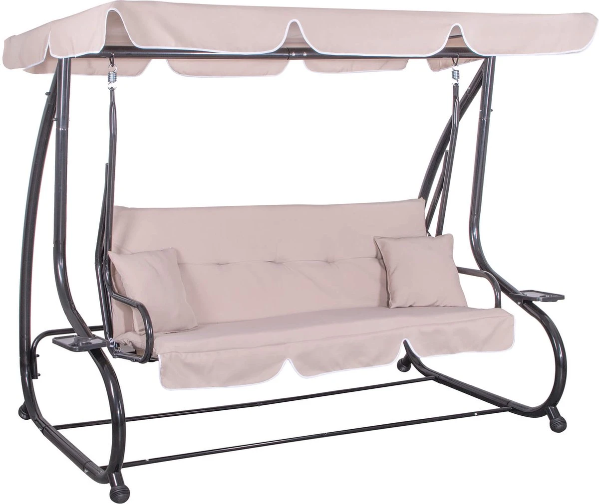 Banc De Balançoire Springos | Venise-Swing | 3 Places | Imperméable à L'eau | Comprend 2 Coussins | Auvent Réglable | 163 X 212 X 125 Cm | Beige 1 Banc De Balançoire Springos | Venise-Swing | 3 Places | Imperméable à L'eau | Comprend 2 Coussins | Auvent Réglable | 163 X 212 X 125 Cm | Beige