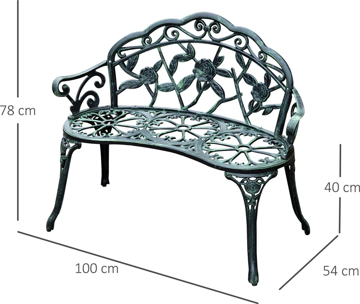 Banc De Jardin En Métal Outsunny Banc De Parc Mobilier De Jardin Banc De Fleurs à Deux Places Banc Antique 01-0794 2 Banc De Jardin En Métal Outsunny Banc De Parc Mobilier De Jardin Banc De Fleurs à Deux Places Banc Antique 01-0794 – Image 2