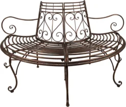 Clayre & Eef Banc De Jardin 160*82*87 Cm Brun Zwart Banc En Fer Banc D'Extérieur Jardin Mobilier De Jardin De Jardin