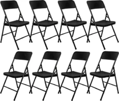 8 Chaises Chaises Pliantes Jusqu'à 150 Kg - Chaise De Balcon Rotin - Look - Chaise De Jardin Résistant Aux Intempéries Zwart