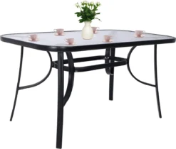 Table De Jardin Springos | Table D'extérieur | Table à Manger D'extérieur | Métal | Verre Trempé | 120 X 70 X 73 Cm | Noir -Jardin Meubles Magasin 1200x1019 2