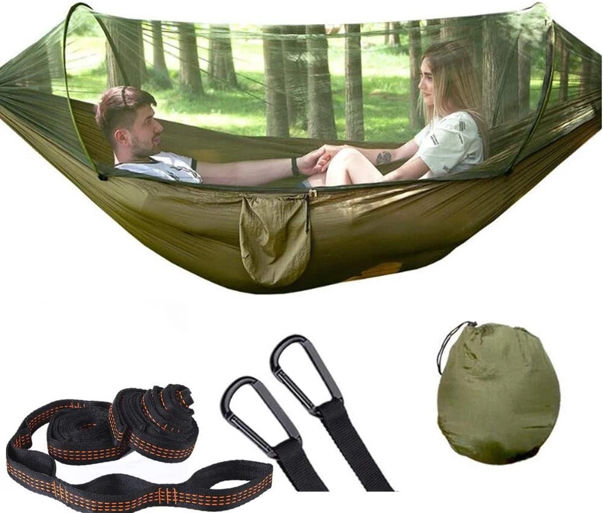 Hamac De Camping Avec Moustiquaire, 1/2 Personne Hamac De Voyage Outdoor En Nylon Léger Hamac Portable Pour Camping Randonnée Sac à Dos, Voyage, Plage (USA290*140cm/vert Foncé) 1 Hamac De Camping Avec Moustiquaire, 1/2 Personne Hamac De Voyage Outdoor En Nylon Léger Hamac Portable Pour Camping Randonnée Sac à Dos, Voyage, Plage (USA290*140cm/vert Foncé)