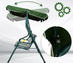 Rocket Balançoire De Jardin Nancy's Benbrook - Banc De Balançoire - Auvent Réglable - Métal - Vert - Wit - Polyester - Mousse - -Jardin Meubles Magasin 1200x1025 1