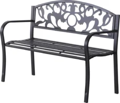 Outsunny Canapé De Jardin 2 Places Banc Mobilier De Jardin Canapé En Métal Avec Accoudoirs Inoxydable 84B-283